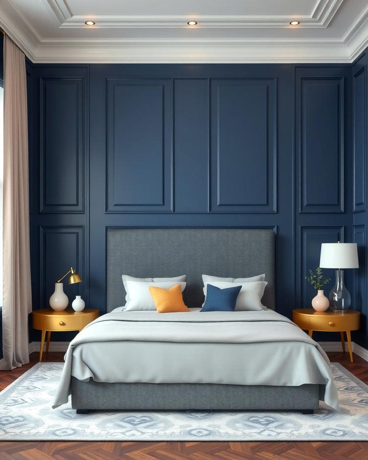 Navy Blue Wall Paneling - 25 Navy Blue Bedroom Ideas