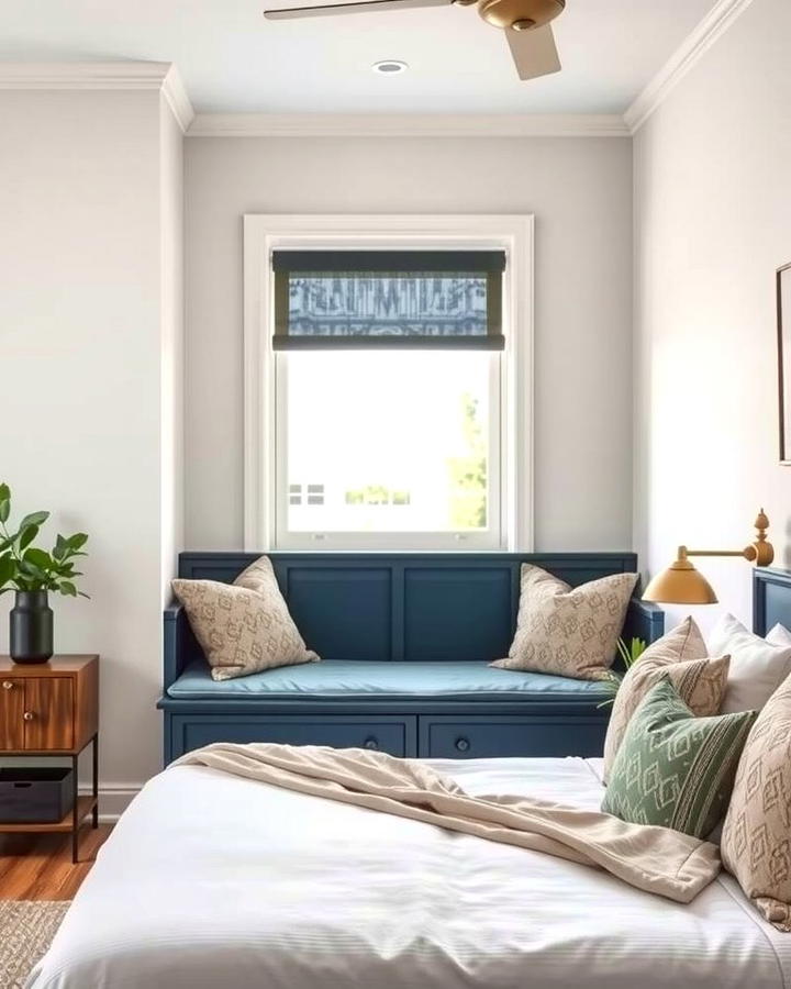 Navy Blue Window Seat - 25 Navy Blue Bedroom Ideas