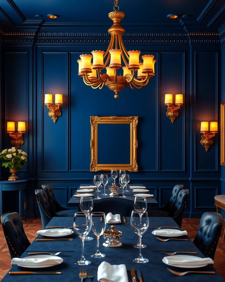 Navy Blue and Gold Accents 2 - 25 Navy Blue Dining Room Ideas