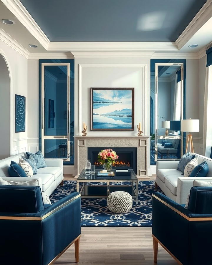 Navy Blue and Silver Decor - 25 Navy Blue Living Room Ideas