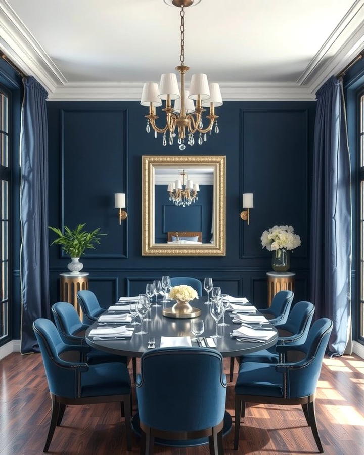 Navy Blue and Silver Theme - 25 Navy Blue Dining Room Ideas