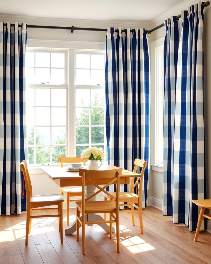 Navy Blue and White Striped Curtains - 25 Navy Blue Dining Room Ideas