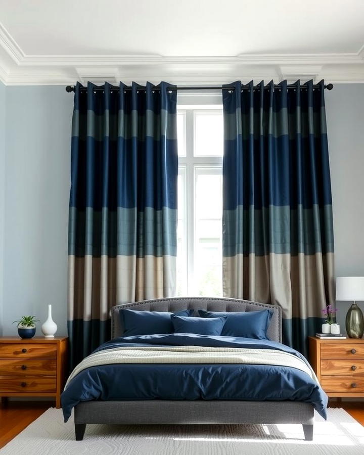 Navy and Grey Ombre Curtains - 25 Navy Blue and Grey Bedroom Ideas