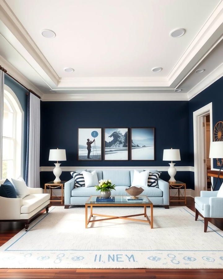 Navy and White Color Palette - 25 Ralph Lauren Living Room Ideas