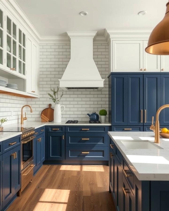 Navy and White Elegance - 25 Two Tone Kitchen Cabinet Ideas