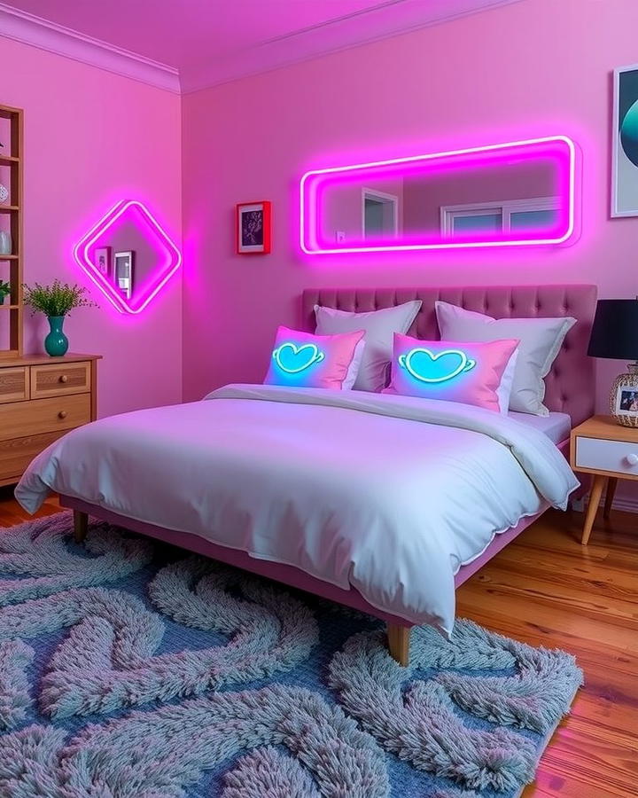 Neon Accent Pillows - 25 Neon Bedroom Ideas