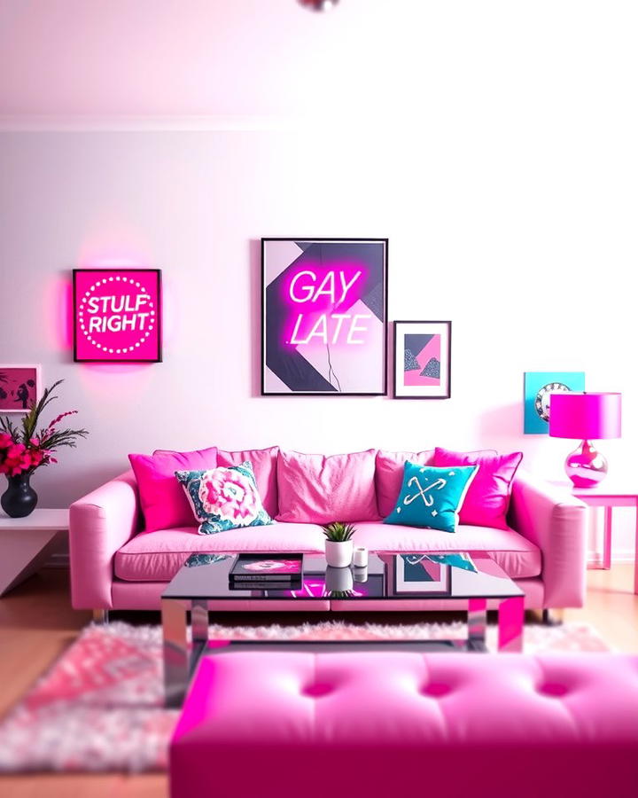 Neon Accents for a Bold Statement - 25 Pink and Blue Living Room Ideas