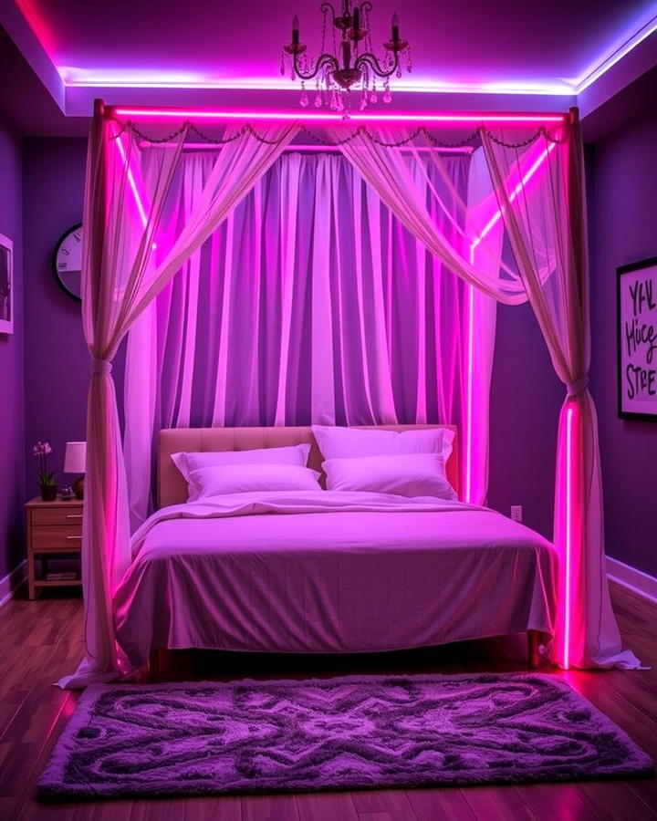 Neon Canopy Lighting - 25 Neon Bedroom Ideas