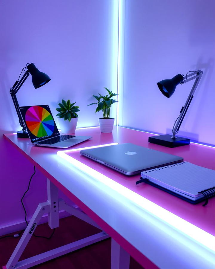 Neon Desk Edging - 25 Neon Bedroom Ideas