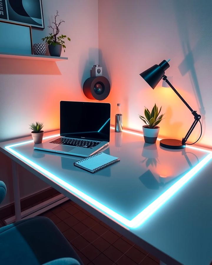 Neon Desk or Workstation Lighting - 25 Neon Bedroom Ideas