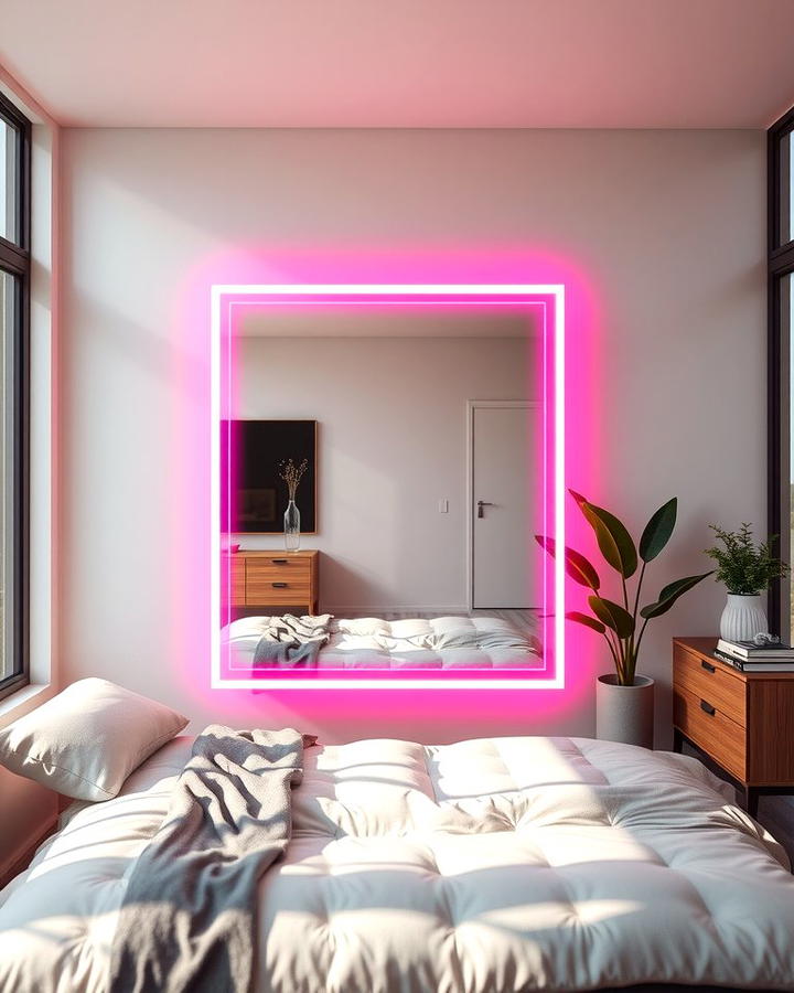 Neon Mirror Frames - 25 Neon Bedroom Ideas