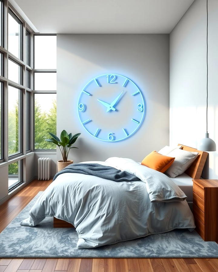 Neon Wall Clock - 25 Neon Bedroom Ideas