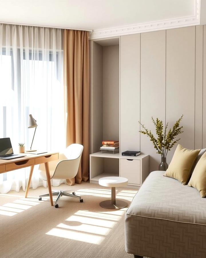 Neutral Color Palette for Versatility - 25 Office Guest Room Ideas