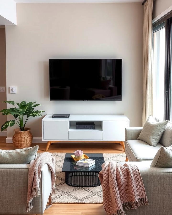 Neutral Furniture to Balance the TV - 25 Small Living Room Ideas With Tv