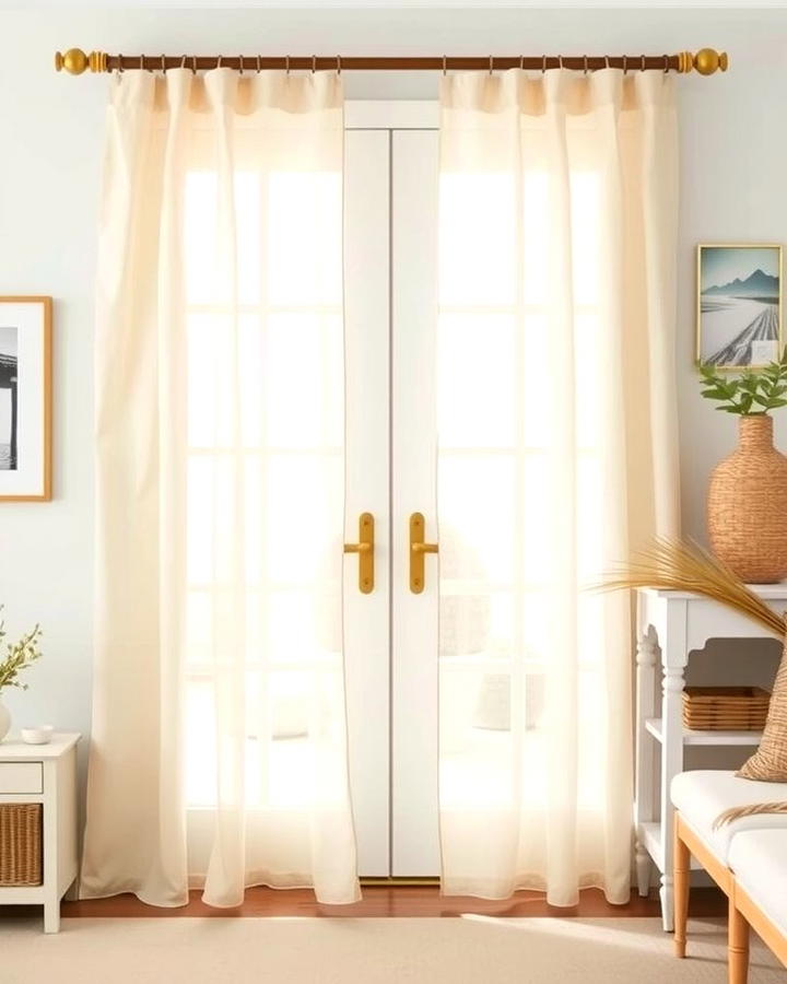 Neutral Linen Curtains for Casual Elegance - 25 Sliding Door Curtain Ideas