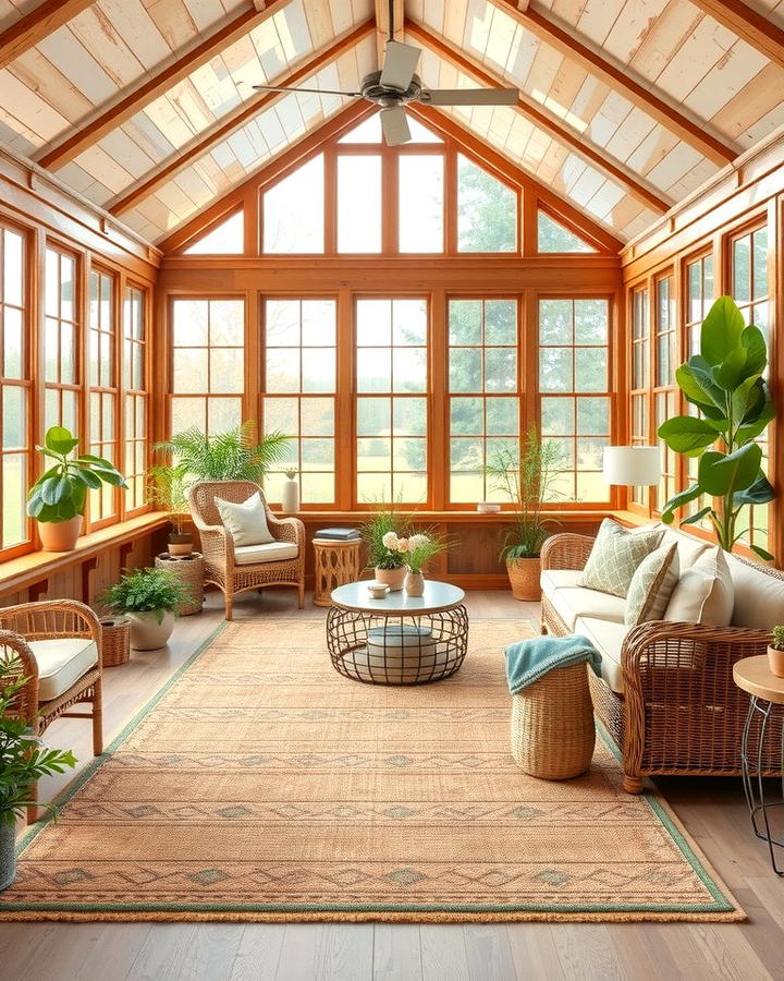 Neutral Toned Area Rugs - 25 Rustic Sunroom Ideas