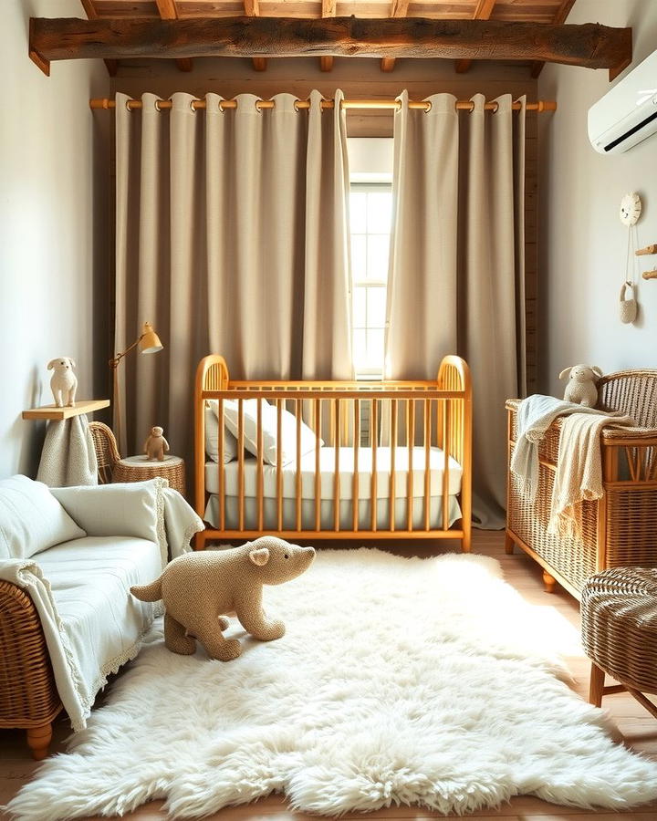 Neutral Toned Textiles - 25 Rustic Nursery Ideas