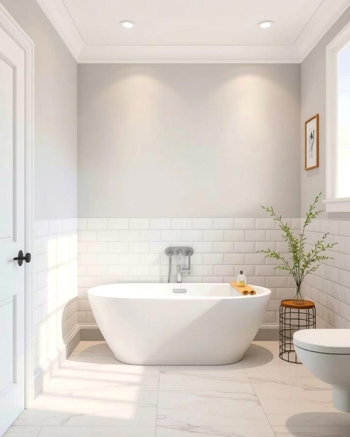 Neutral Tones for a Calming Effect - 30 Half-wall Tile Bathroom Ideas