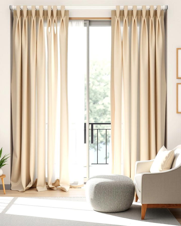 Neutral Tones for a Minimalist Look - 25 Sliding Door Curtain Ideas