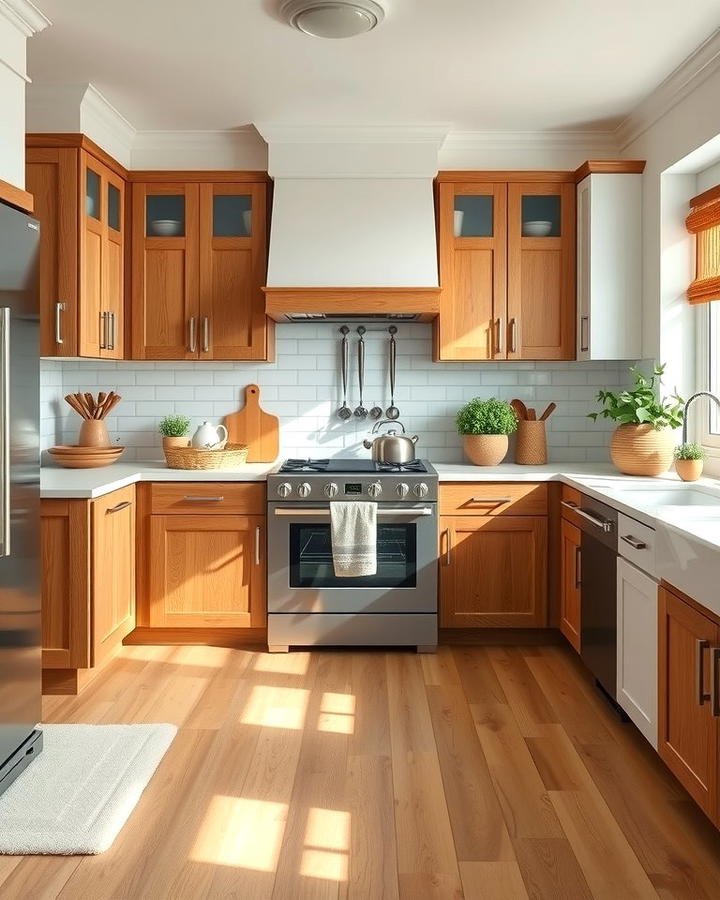 Neutral and Wood Pairing - 25 Two Tone Kitchen Cabinet Ideas