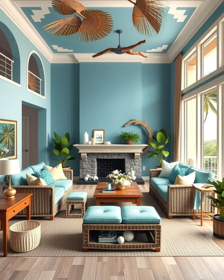 Ocean Inspired Color Palette 2 - 25 Tropical Living Room Ideas