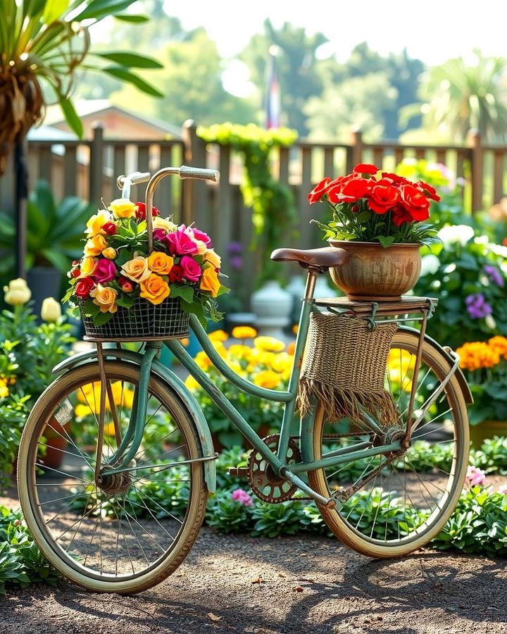 Old Bicycle Garden Display - 25 Vintage Garden Ideas