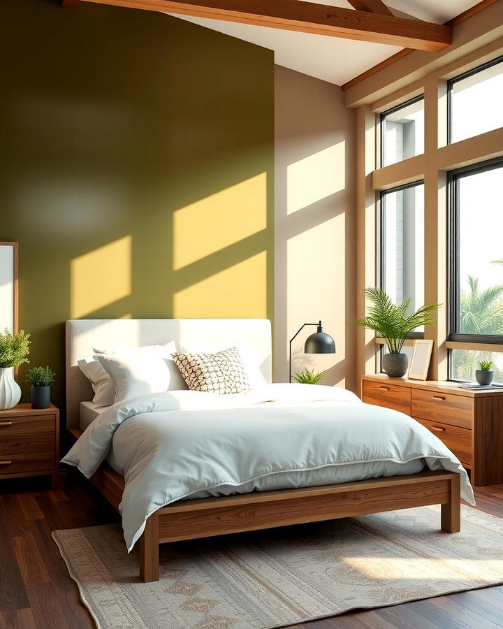 Olive Green Accent Wall - 30 Olive Green Bedroom Ideas