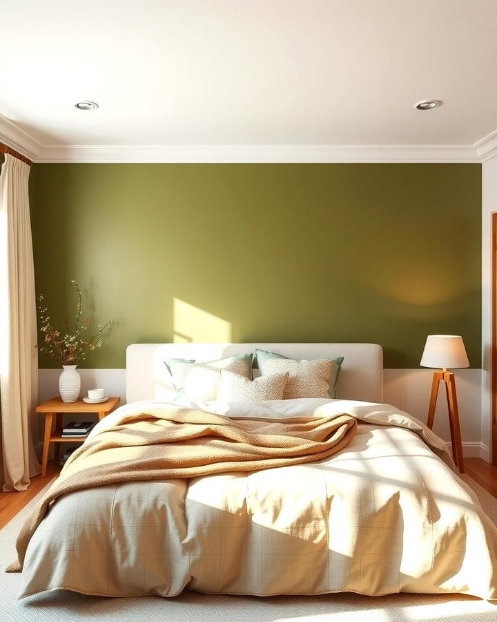 Olive Green Accent Wall - 30 Green Bedroom Ideas