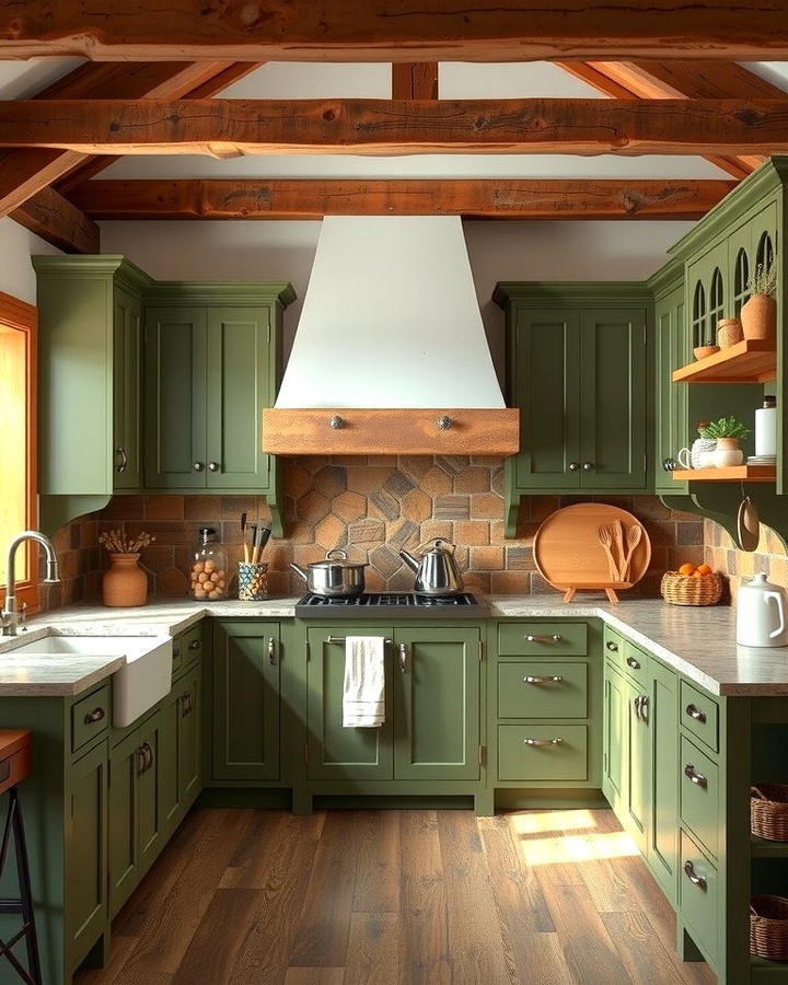 Olive Green Cabinets for a Rustic Charm - 25 Painting Kitchen Cabinet Ideas