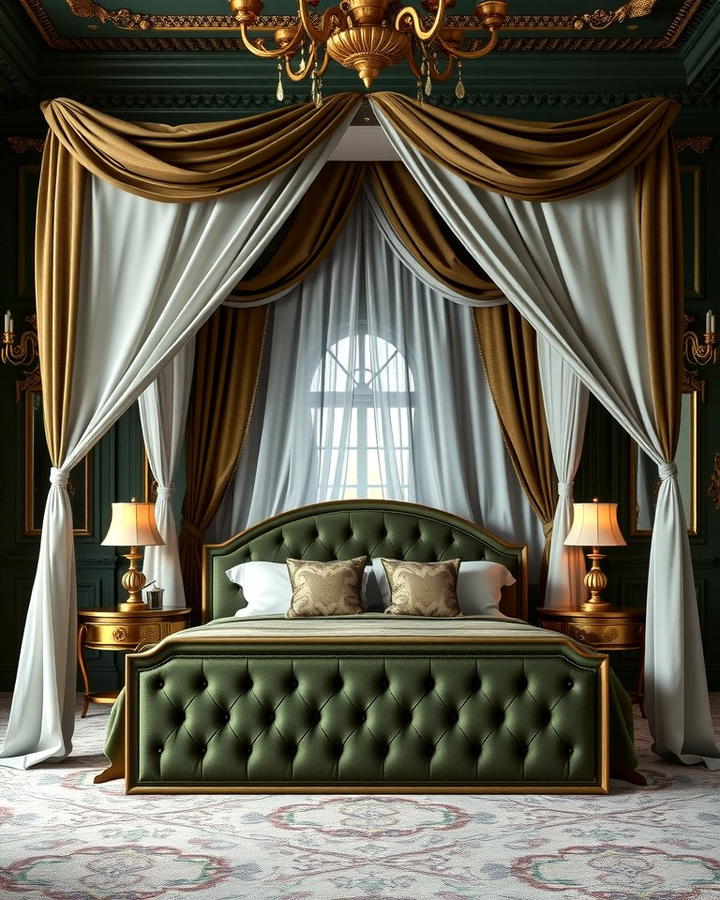 Olive Green Canopy Bed for a Luxurious Feel - 30 Olive Green Bedroom Ideas