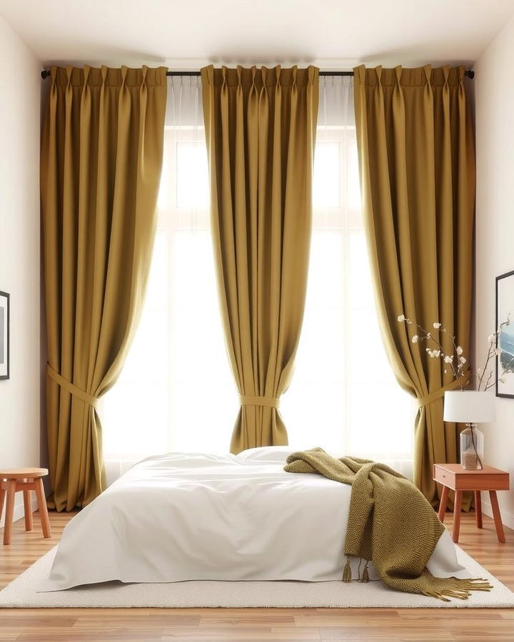 Olive Green Curtains for a Polished Look - 30 Olive Green Bedroom Ideas