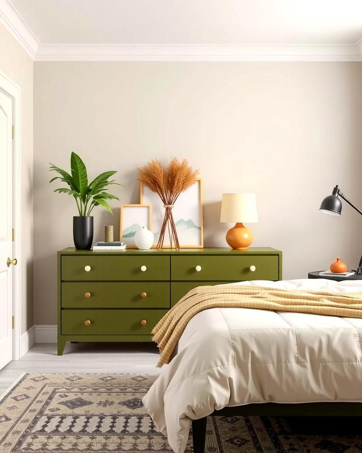 Olive Green Dresser - 30 Olive Green Bedroom Ideas