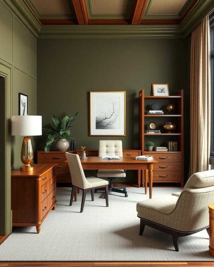 Olive Green Home Office - 25 Monochromatic Color Schemes for Rooms