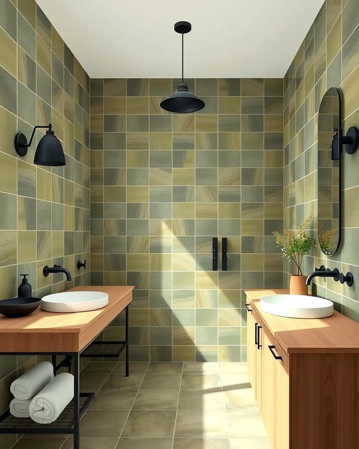 Olive Green Tiles for a Rustic Touch - 30 Green Tile Bathroom Ideas