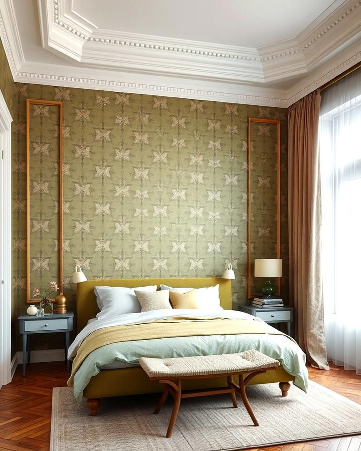 Olive Green Wallpaper with Patterns - 30 Olive Green Bedroom Ideas