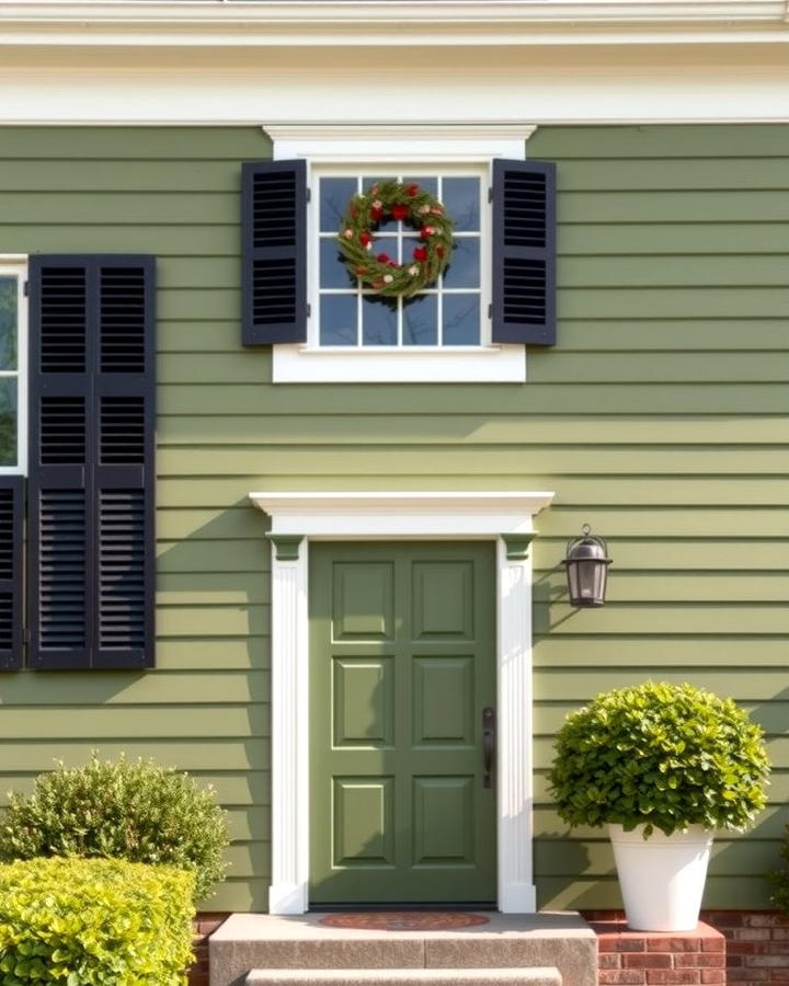 Olive Green with Black Shutters 2 - 25 Olive Green House Exterior Ideas