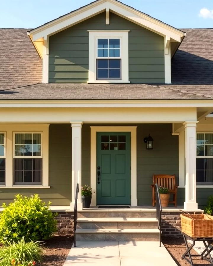 Olive Green with Cream Trim - 25 Olive Green House Exterior Ideas