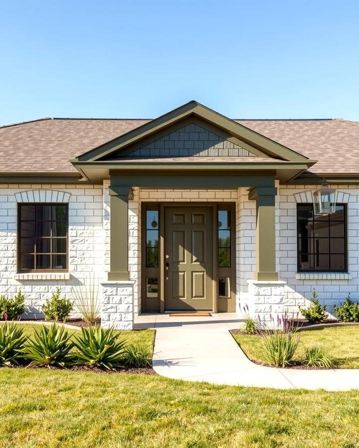 Olive Green with White Brick - 25 Olive Green House Exterior Ideas