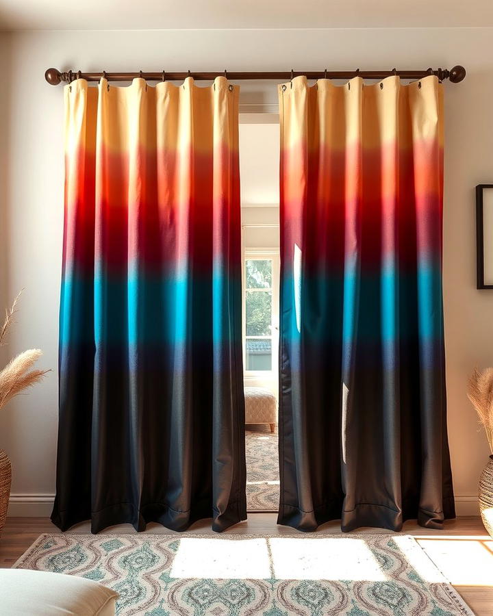 Ombre Curtains for a Gradient Effect - 25 Sliding Door Curtain Ideas