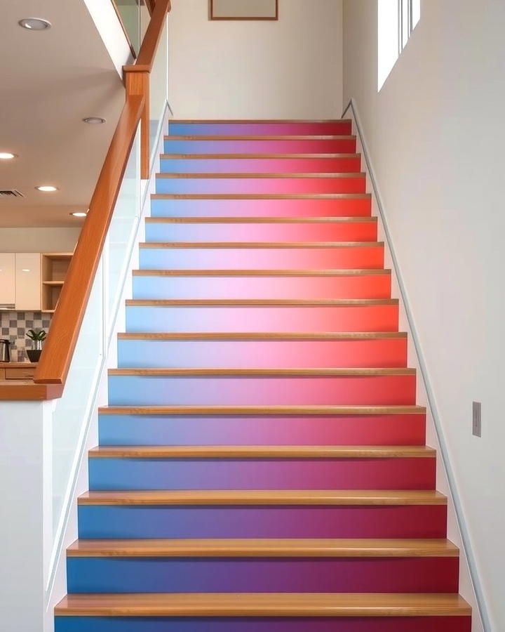 Ombre Gradient Effect - 25 Stair Riser Ideas