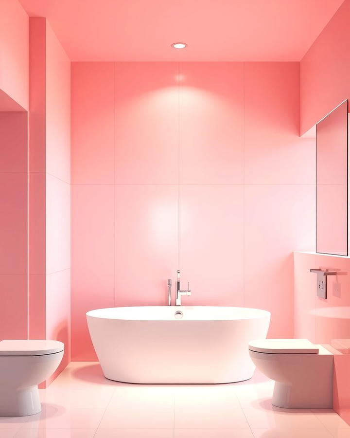 Ombre Pink Walls for a Gradient Effect - 25 Pink Bathroom Ideas