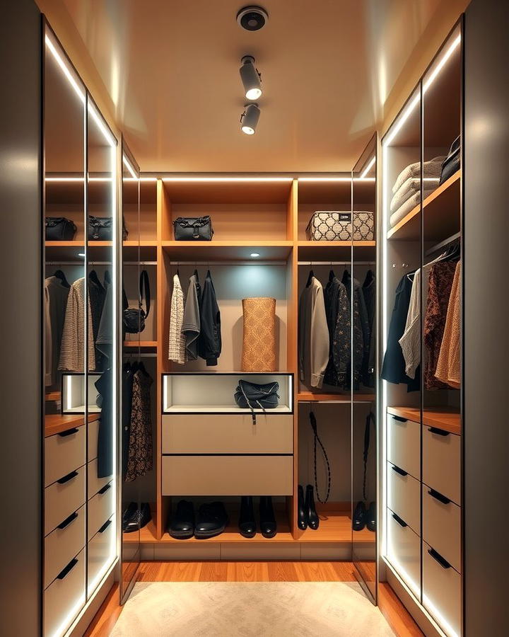 Open Closet with Built In Lighting - 25 Open Closet Ideas