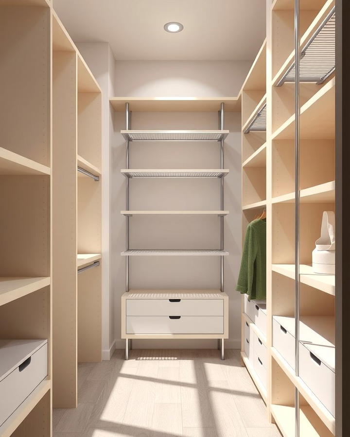 Open Closet with Minimalist Shelving - 25 Open Closet Ideas