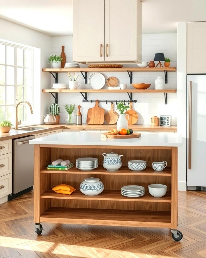 Open Shelved Kitchen Islands - 25 Small Kitchen Island Ideas