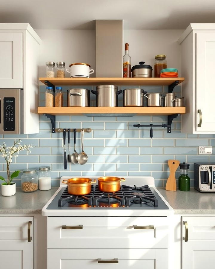 Open Shelving Above the Stove - 25 Open Shelving Kitchen Ideas