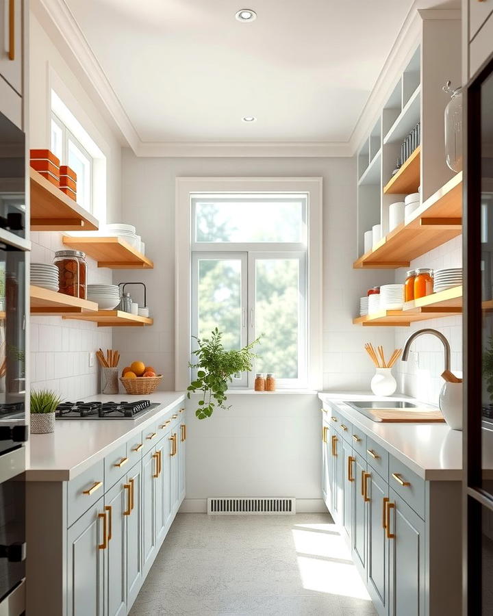 Open Shelving Units - 30 Parallel Modular Kitchen Design Ideas