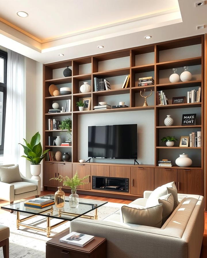 Open Shelving for Display - 30 Condo Living Room Ideas