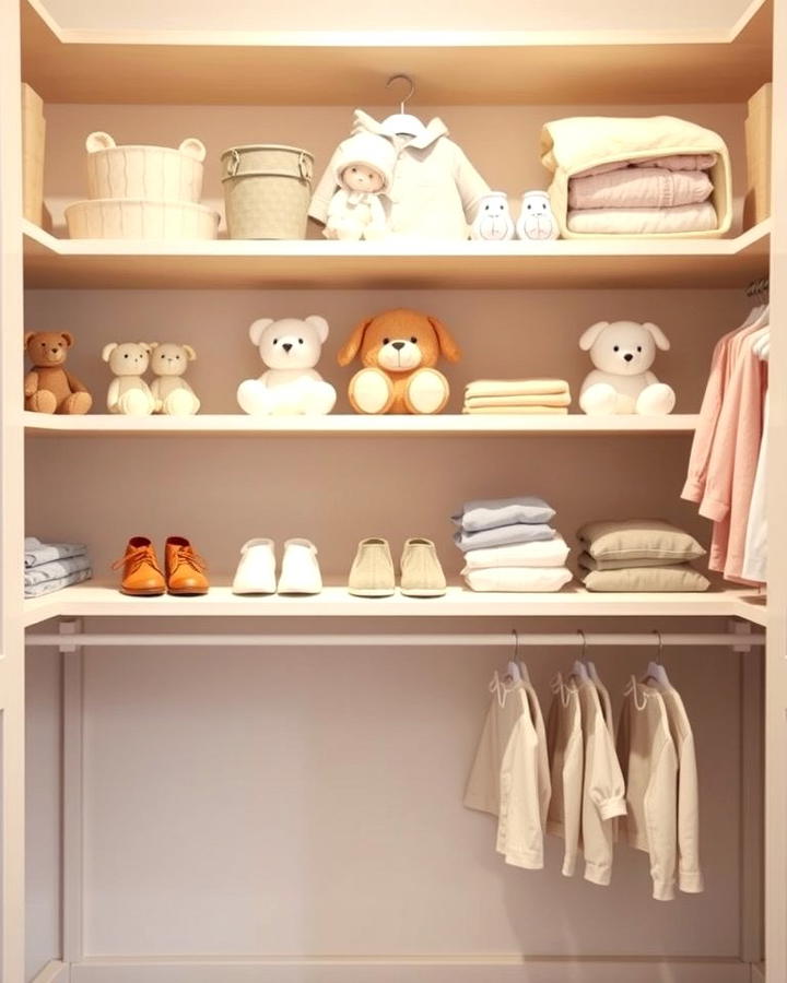 Open Shelving for Display and Access - 25 Nursery Closet Ideas