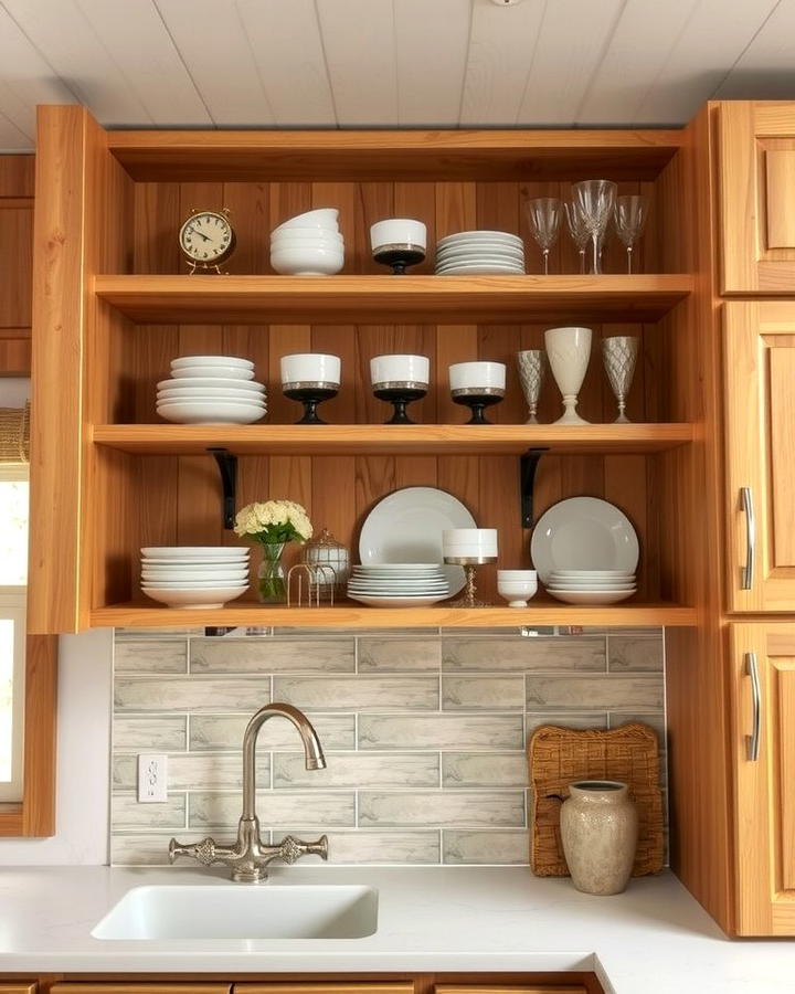 Open Shelving for Easy Access - 25 Mobile Home Kitchen Ideas