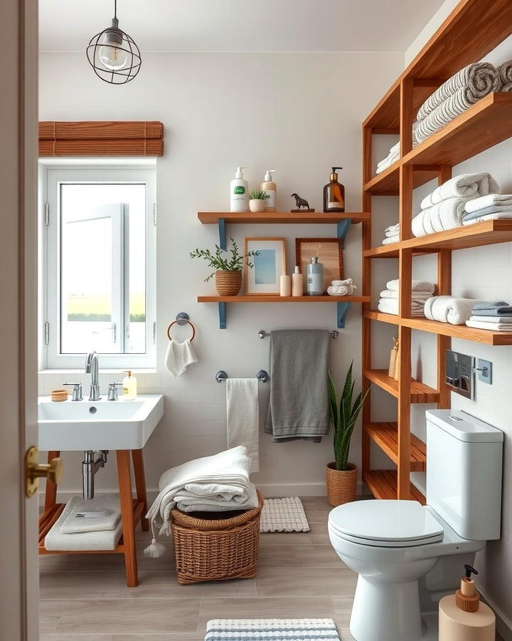 Open Shelving for Practical Storage - 25 Scandinavian Bathroom Ideas